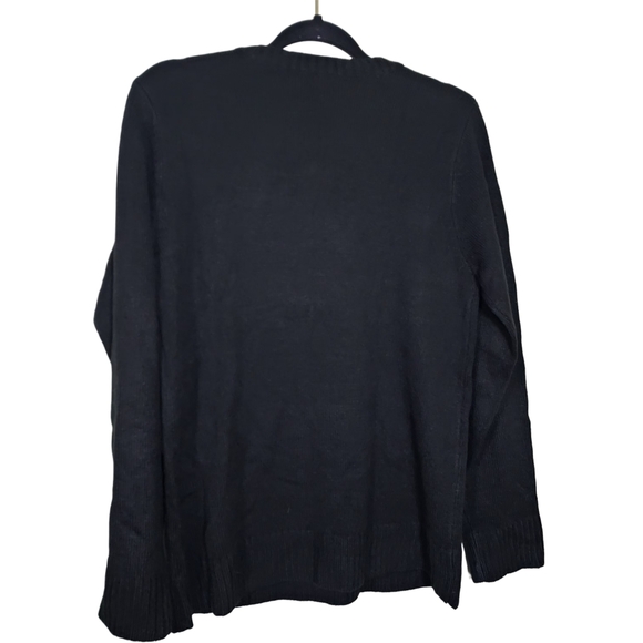 White Stag Christmas Sweater black with red poinsettia embroidered size Medium - Picture 4 of 7